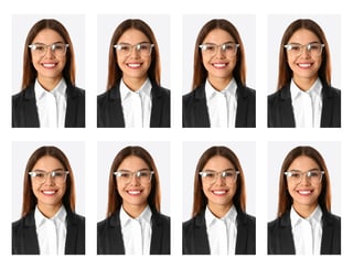 passport photo collage woman on white background passport photo collage woman on white background