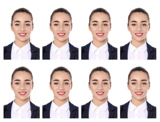 portrait of woman on white background set passport photo portrait of woman on white background set passport photo