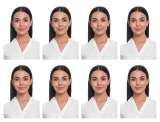portrait of woman on white background set passports photo portrait of woman on white background set passports photo