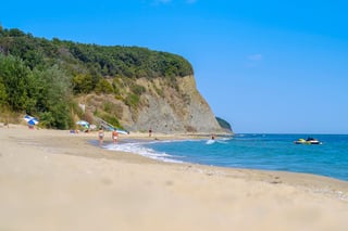 Beautiful Sandy Beach With Mountain Around Beautiful Sandy Beach With Mountain Around