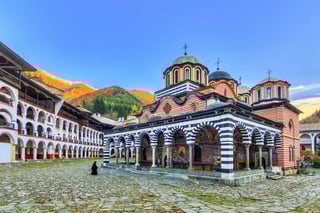Beautiful View Of The Orthodox Rila Monastery A Famous Tourist Attraction And Cultural Beautiful View Of The Orthodox Rila Monastery A Famous Tourist Attraction And Cultural