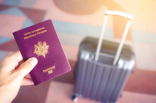 Passport And Luggage At Airport Travel Document Passport And Luggage At Airport Travel Document