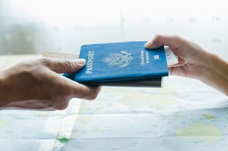Pretty Travel Agent Giving Tickets To Client On Map Pretty Travel Agent Giving Tickets To Client On Map