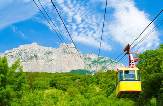 Rope Way With Tram On Mountain Ai Petri Crimea Rope Way With Tram On Mountain Ai Petri Crimea