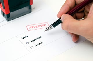 Visa And Approved Stamp On A Document Form Immigration Visa And Approved Stamp On A Document Form Immigration