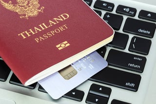 Passport And Credit Card On Keyboard Concept Electronic Online Passport And Credit Card On Keyboard Concept Electronic Online