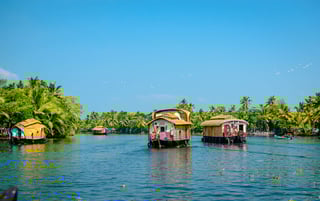 Traditional Houseboats In The Backwaters Of Kerala India