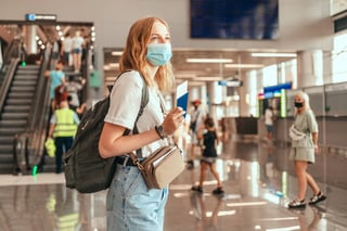 Blonde Hair Female Tourist Hand Holding Passport With Suitcase Luggage Blonde Hair Female Tourist Hand Holding Passport With Suitcase Luggage