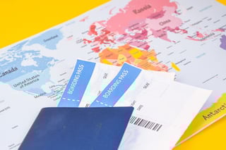 Passport Boarding Pass Over Map Travel Concept Passport On Map Ticket