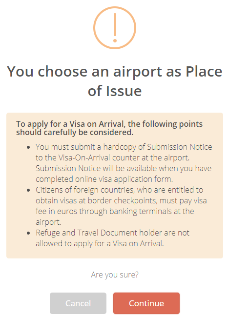 You choose an airport as Place of Issue
