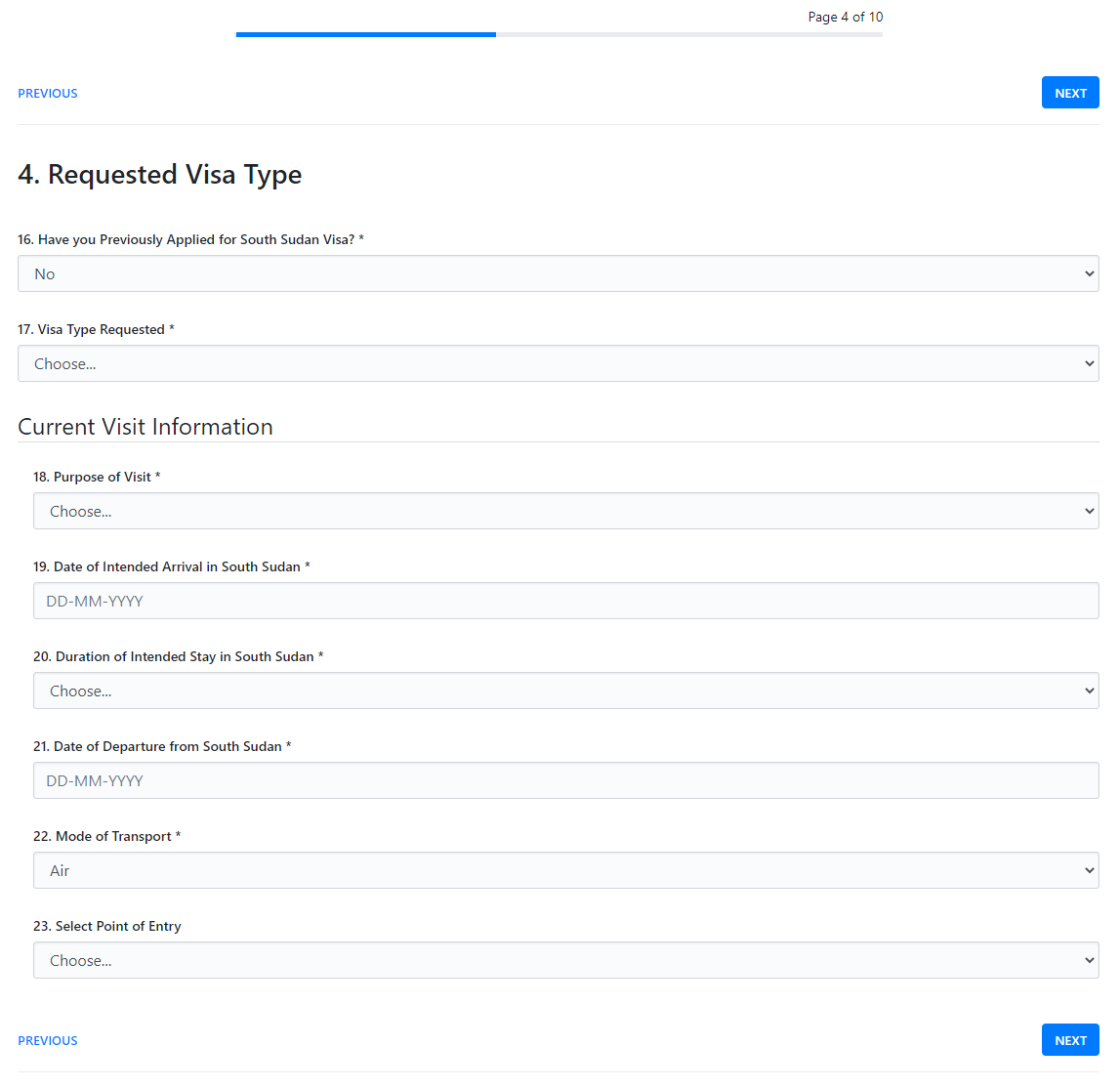 Request Visa Type Request Visa Type