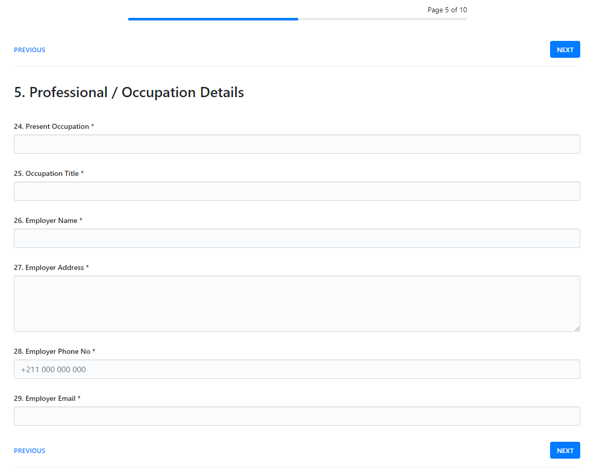 Professional/Occupation Details Professional/Occupation Details